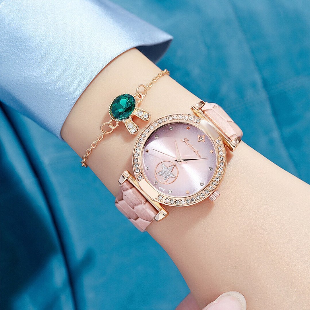 Fashion Watch Gift Suit Quartz Watch Necklace Bracelet Ring Stud Earrings