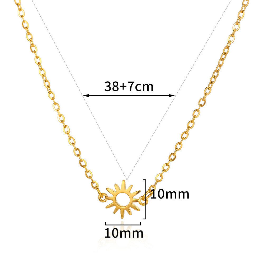 Fashion Popular Sun Hollow Pendant 18K Gold Stainless Steel Suit Personality Jewelry Accessories