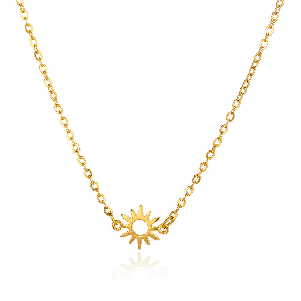 Fashion Popular Sun Hollow Pendant 18K Gold Stainless Steel Suit Personality Jewelry Accessories