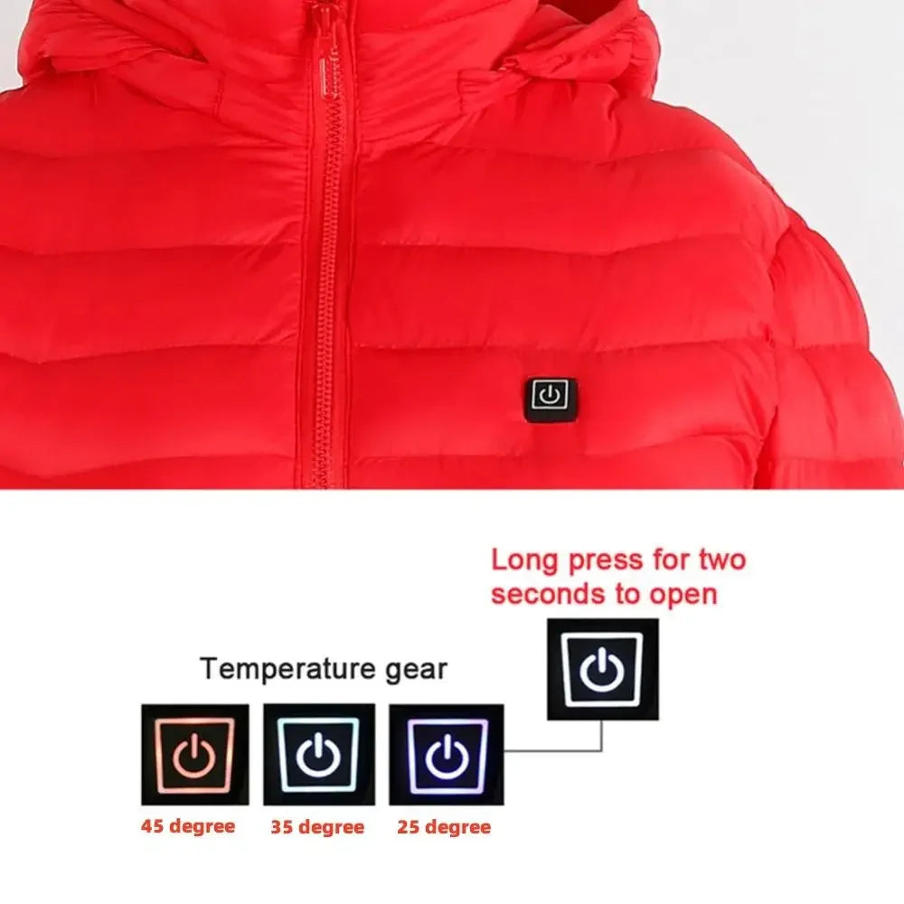 Winter Men Women Thicken Warm USB Heating Cotton Jackets Coat Smart Thermostat Heated Clothing Warm Jackets Hooded for Outdoor