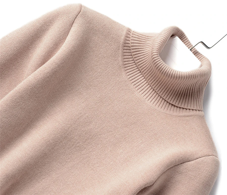Thicken Velvet Turtleneck Sweater Women Korean Fashion Lined Warm Sueter Knitted Pullover Slim Top Winter Jersey Knitwear Jumper