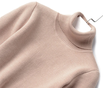 Thicken Velvet Turtleneck Sweater Women Korean Fashion Lined Warm Sueter Knitted Pullover Slim Top Winter Jersey Knitwear Jumper