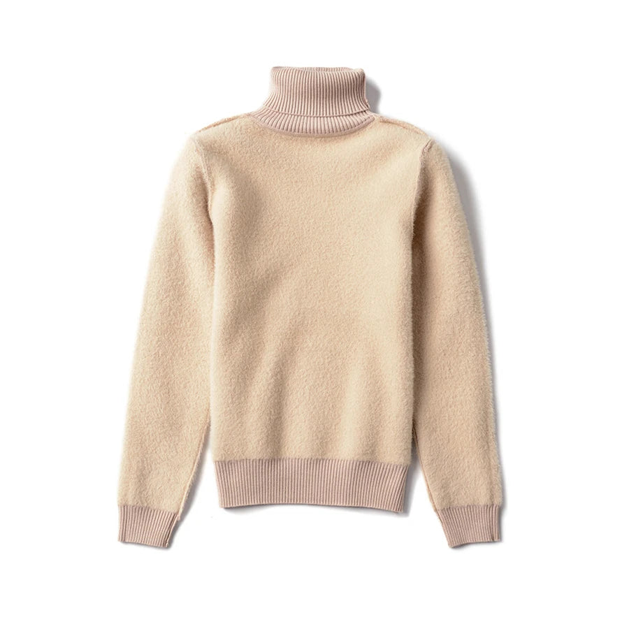 Thicken Velvet Turtleneck Sweater Women Korean Fashion Lined Warm Sueter Knitted Pullover Slim Top Winter Jersey Knitwear Jumper