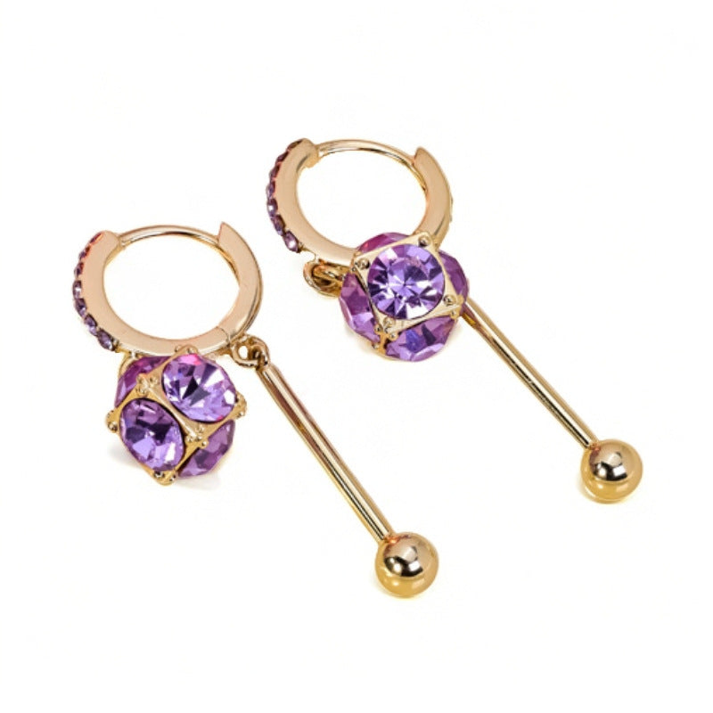 Zinc Alloy Plating Purple Diamond Women's Earrings